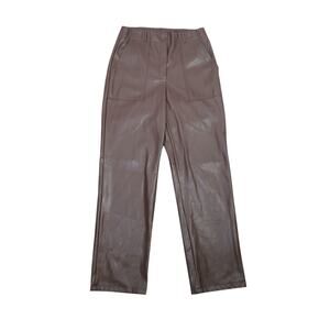 Dynamite Dark Brown Faux Leather High Rise Straight Leg Pants 8